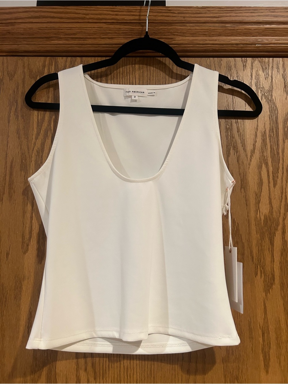 Good American Cream Scoop Neck Tank